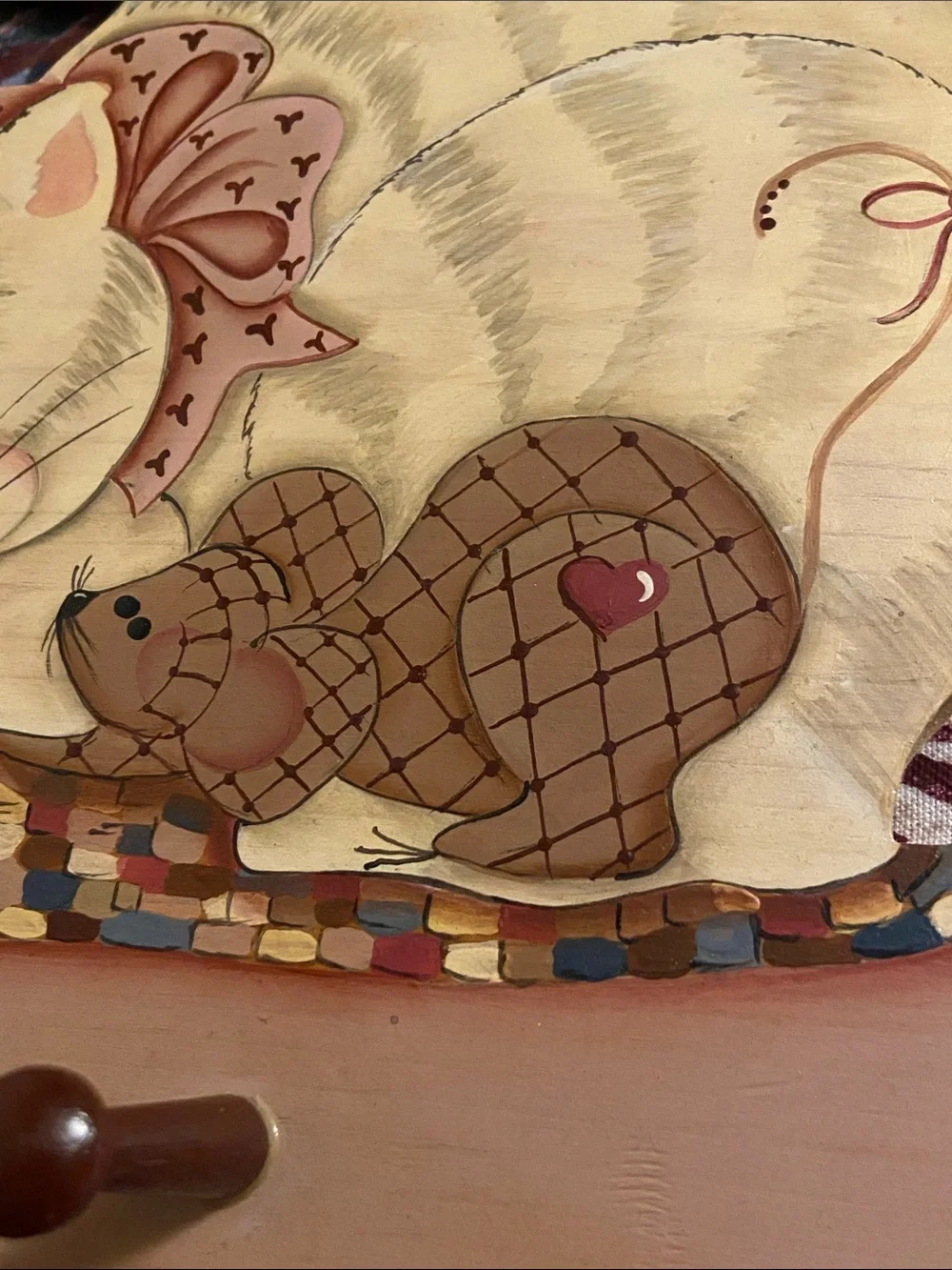 Cream and Pink Cat Wall Hook Rack - Decorative Home Wall Decor